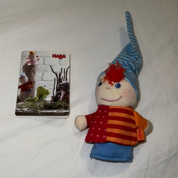 Gently Used HABA Toys Finger Puppet Kasper with some spots on his striped hat - Picture 3 of 8